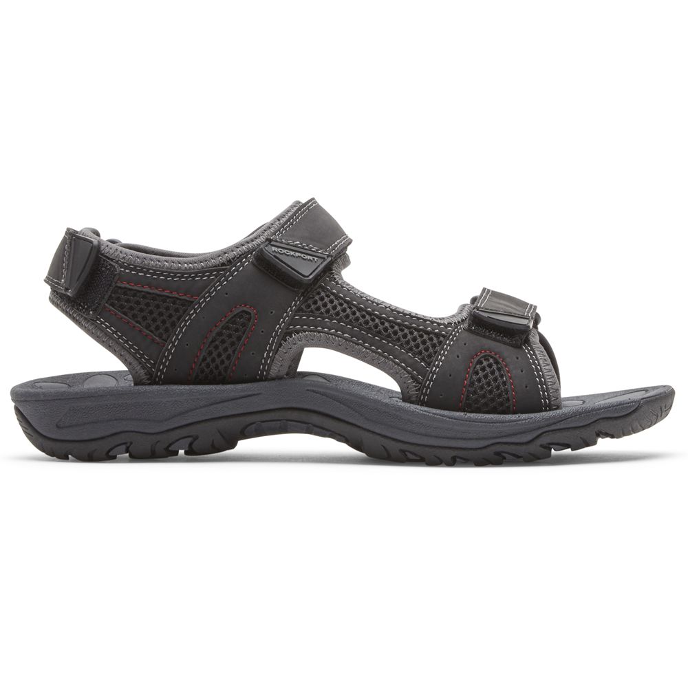 Sandálias Homem Rockport Hayes Quarter-Strap Pretas,Portugal WDGLI-9614